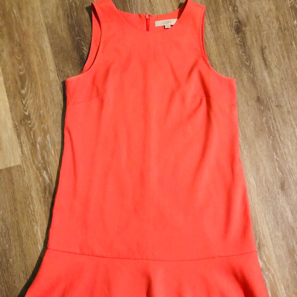 LOFT coral flounce laser cut dress